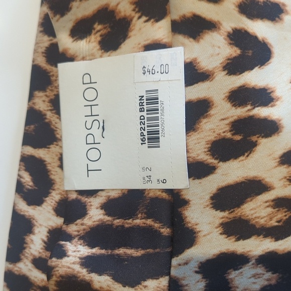 Topshop Brown Leopard Print Leggings - Size 2 NWT - Picture 3 of 5